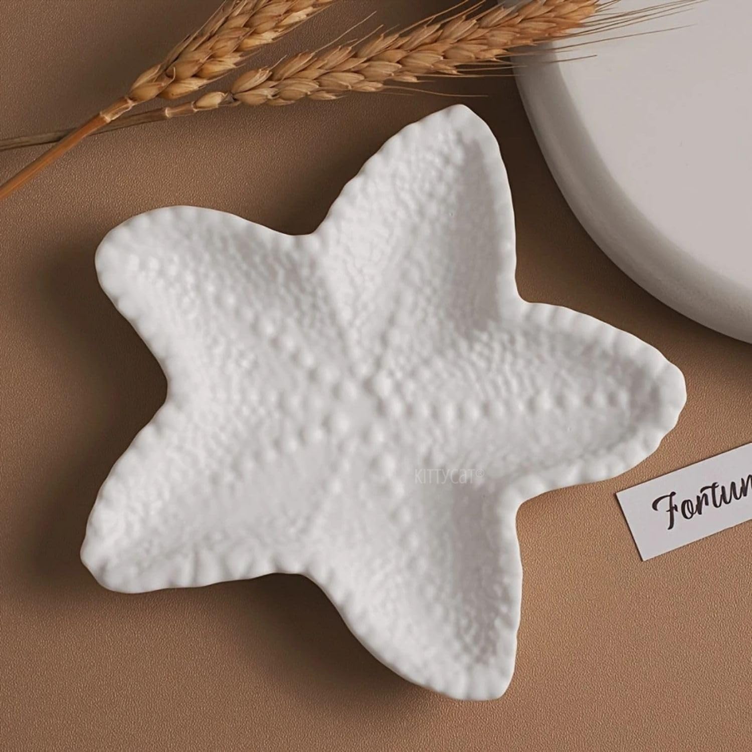 Kitty Cat® Starfish-Shaped Trinket Tray – Coastal Jewelry Dish for Rings, Earrings Small Accessories | Elegant Display & Photography Prop Multi-Functional Candle Holder Home Décor (13x13cm) (Starfish)