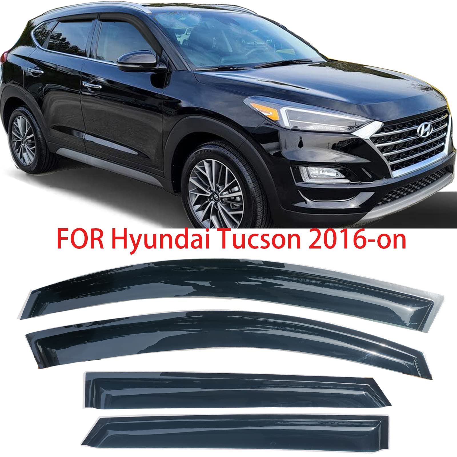 Buy Tape On Side Car Window Shade Vent Visors for Hyundai Tucson 2016