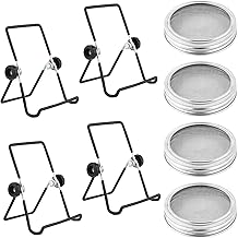 4pcs Sprouting Jar Lids with 4pcs Sprouting Brackets, Stainless Steel Mason Jar Lids Bean Sprout Making Tools Bean Sprouts Growing Kit for Seeds Beans Cultivation