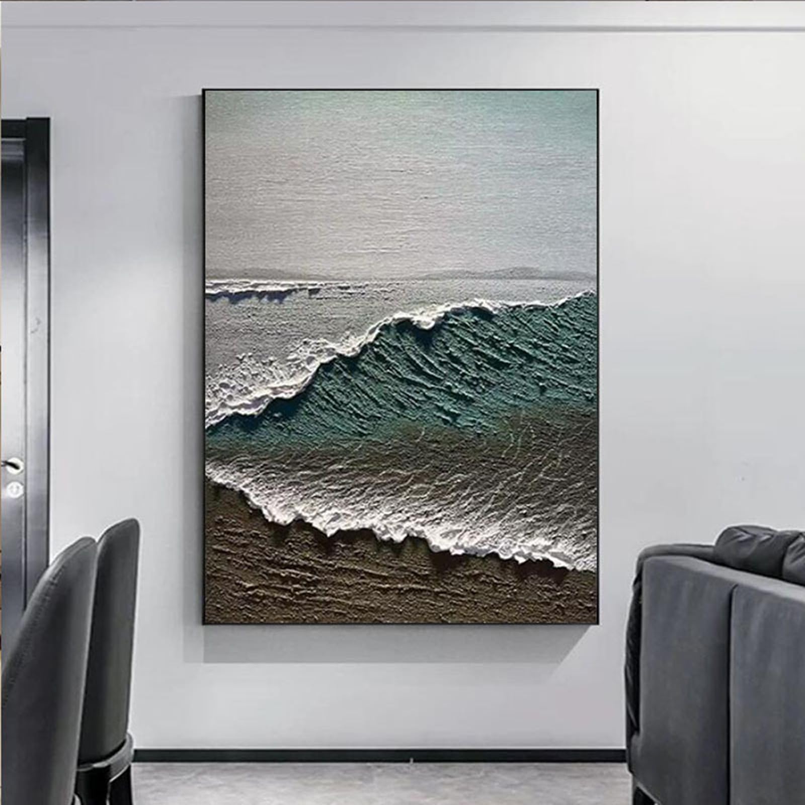 Peinture à l'huile faite main toile abstraite haut de gamme avec cadre 70x90cm