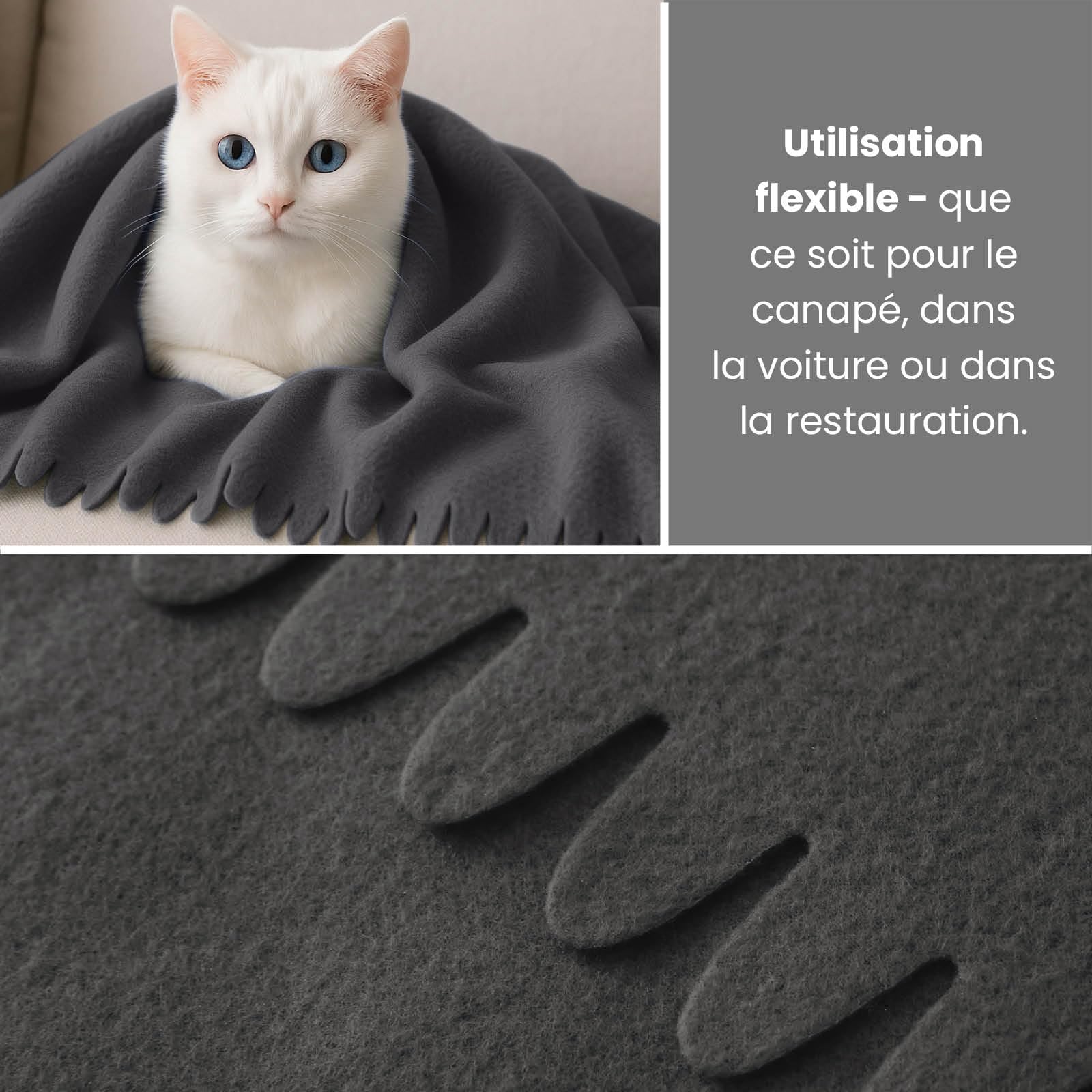 wometo Ensemble de 16 couvertures polaires Wave 120x160 cm – Couverture en polaire douce Oeko-TEX d'environ 300g avec bord ondulé anti-bouloche gris foncé