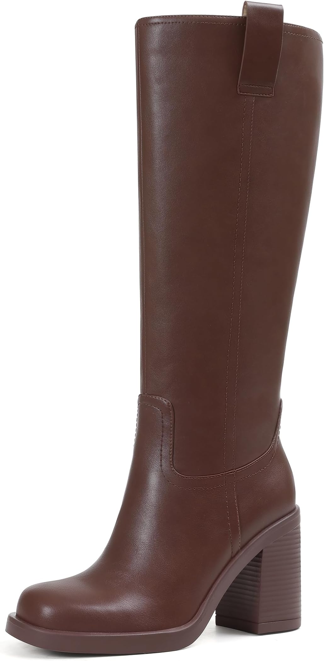 - Platform Knee High Boots Women Fashion Fall Chunky Heel Boot Square Toe Half Zip Tall Boots for Concert Club Festival