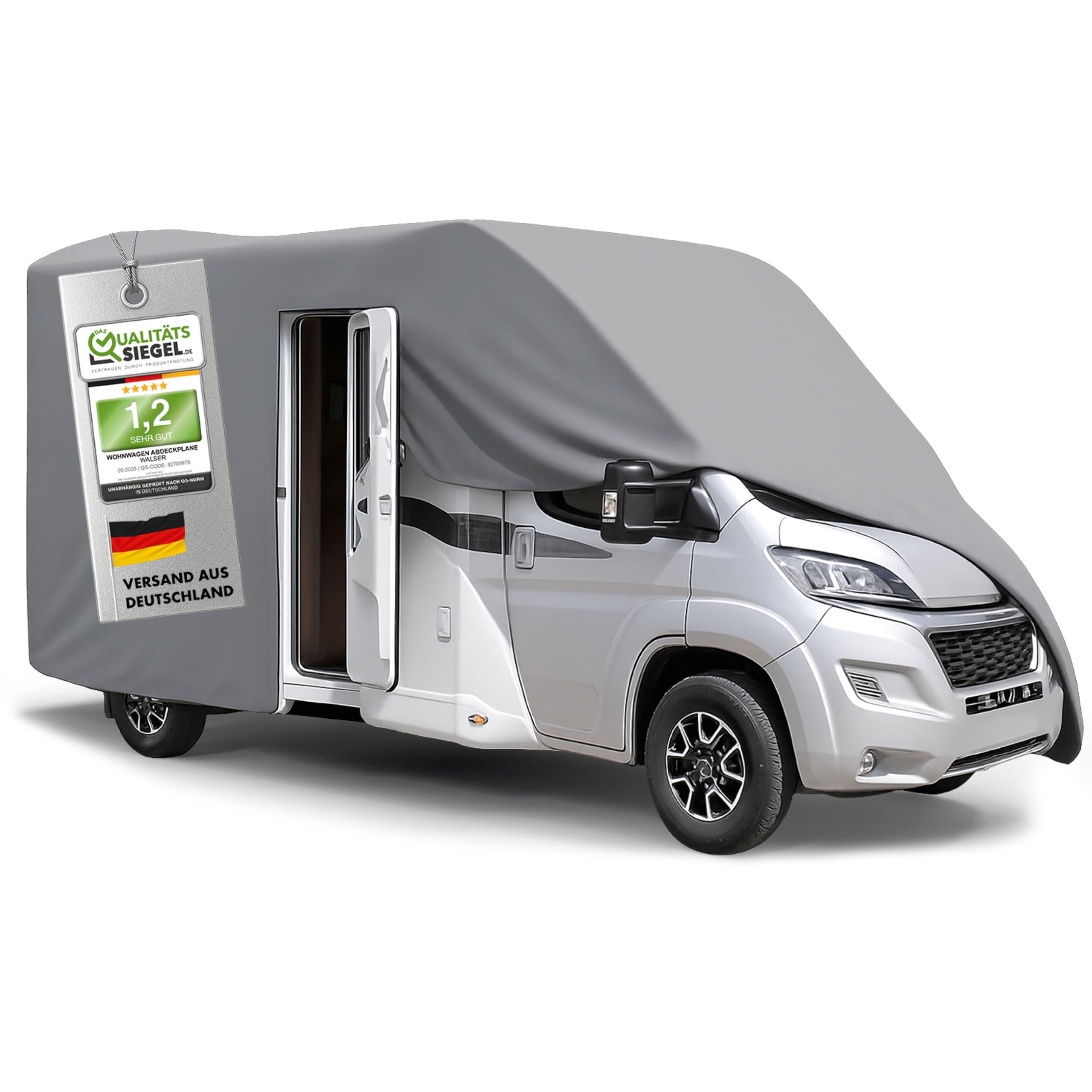 WALSER Premium Teli Copricamper, Telo impermeabile per Camper, Copricamper traspirante e resistente alle intemperie con protezione UV - 730x250x225 cm (Tetto 655 cm)