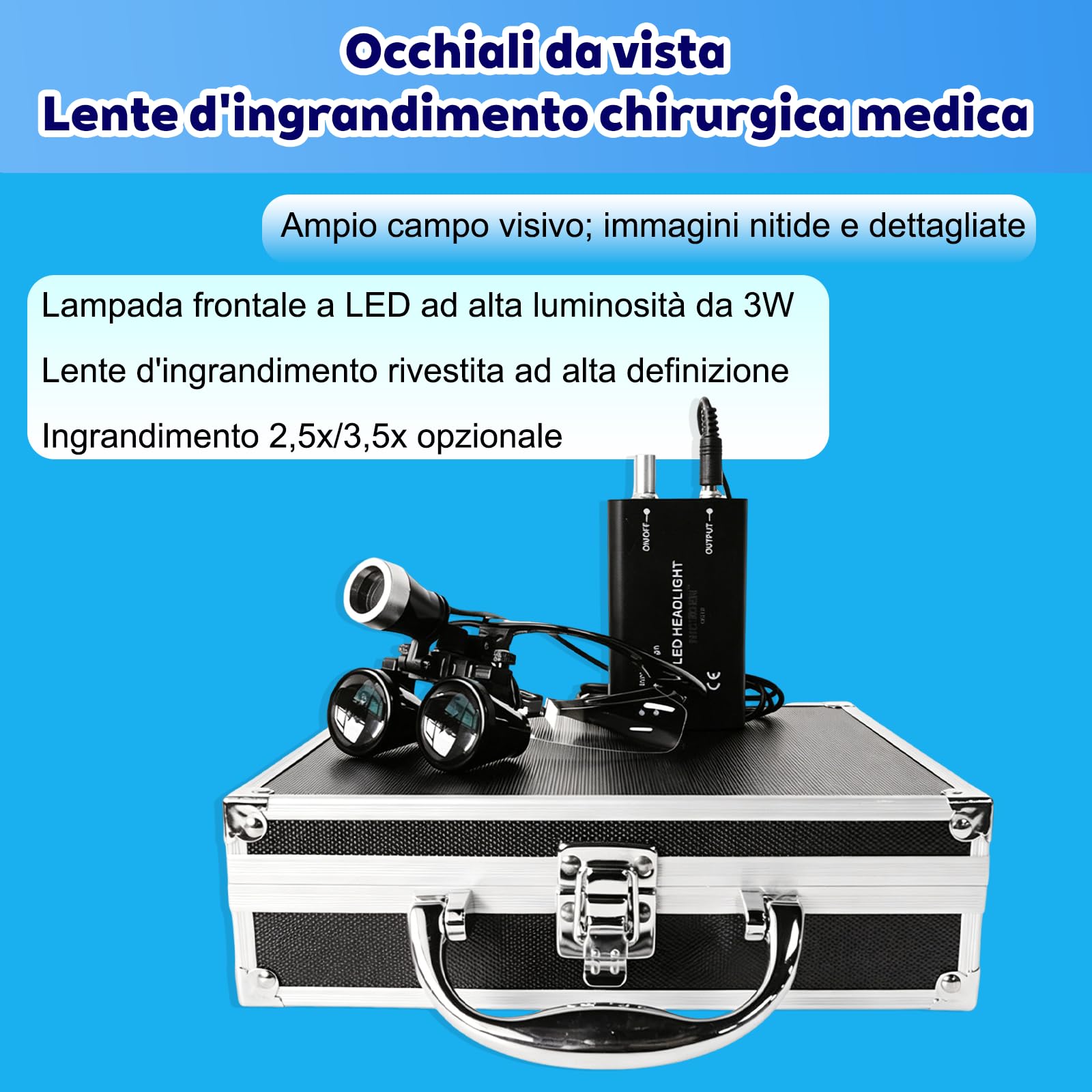 Lente d'ingrandimento binoculare Falenia Dental 2.5X/3.5X, adatta a qualsiasi tipo di intervento chirurgico.