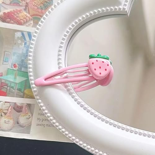 Miniatura 4 de Accesorios para el cabello de fresa, horquilla de resina para niñas, 2 unidades (fresa rosa)