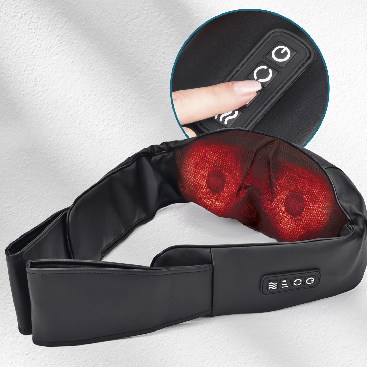 VITALmaxx Shiatsu Masajeador de cuello | Masajeador para hombros, cuello, espalda, piernas | Masaje con función de calor, masaje de amasado y masaje de presión, 8 bolas de masaje giratorias, negro