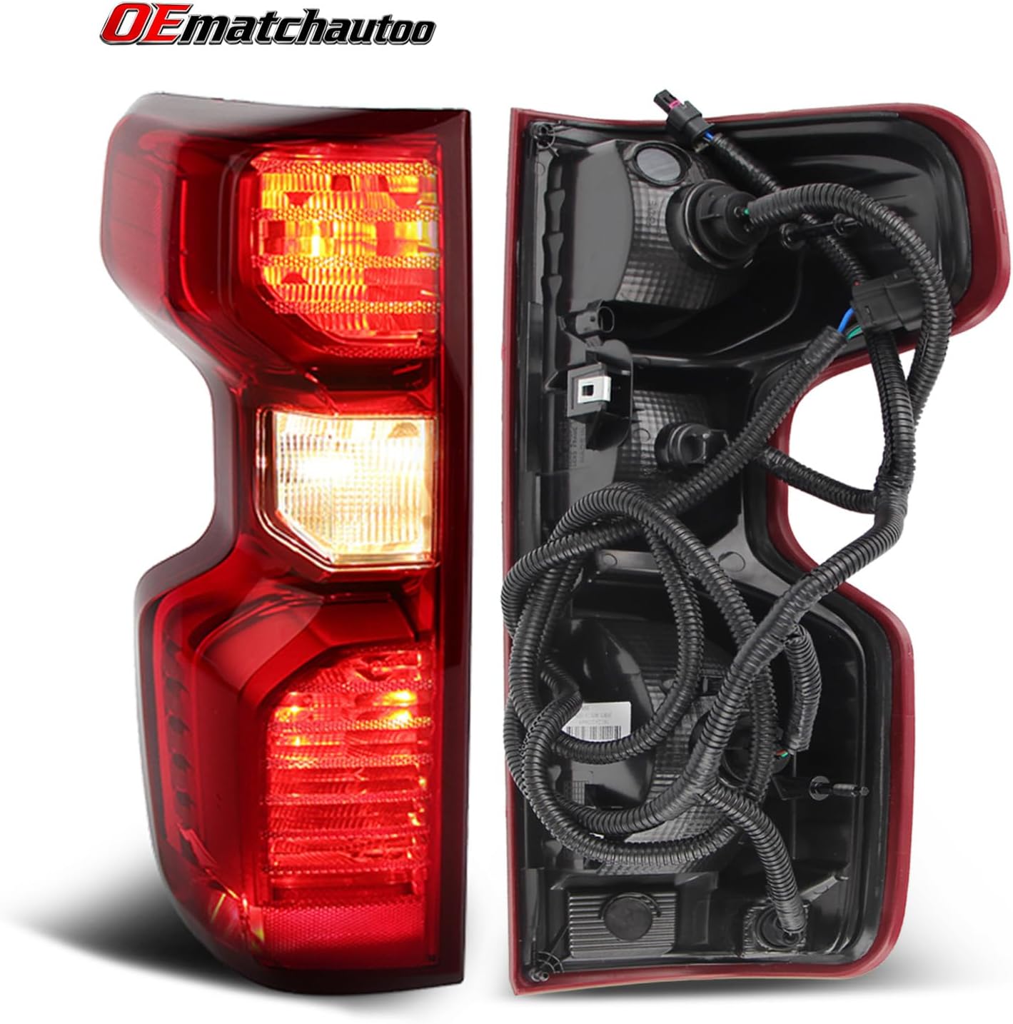 Halogen Tail Light Assembly Compatible with 2019-2026 Chevy Silverado 1500 WT/Custom/Custom Trail BOSS/LT/RST 2020-2023 Silverado 2500HD/3500HD WT/LT w/Bulbs Left Driver Side