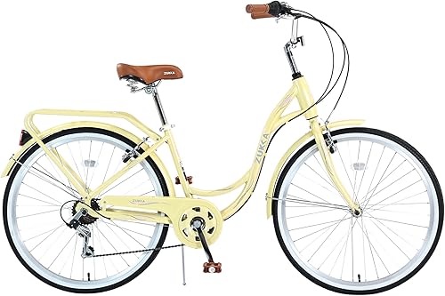 Bicicleta de crucero de playa de 26 pulgadas para mujer, bicicleta para mujer, bicicleta para escuela, picnic al aire libre, marco de acero de alto