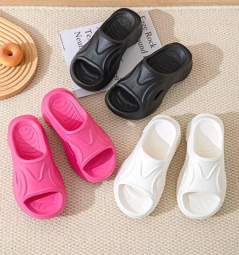 Pillow Slippers for Women and Men Non Slip Quick Drying Shower Slides Bathroom Sandals ，Ultra Cushion ，Thick Sole（Size：38-39，Black） 043