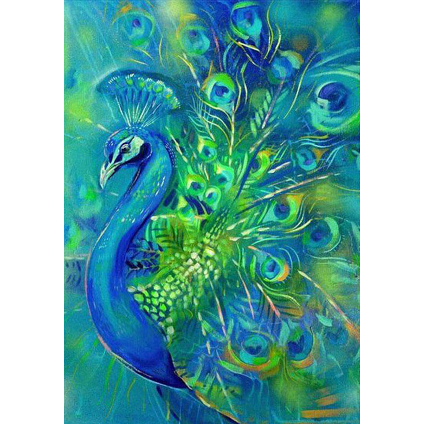 DIY 5D Diamond Art by Number Kit, Full Drill Proud Jade Peacock Crystal Rhinestone Embroidery Cross Stitch Ornaments Canvas Wall Decor 12x16 30x40 cm