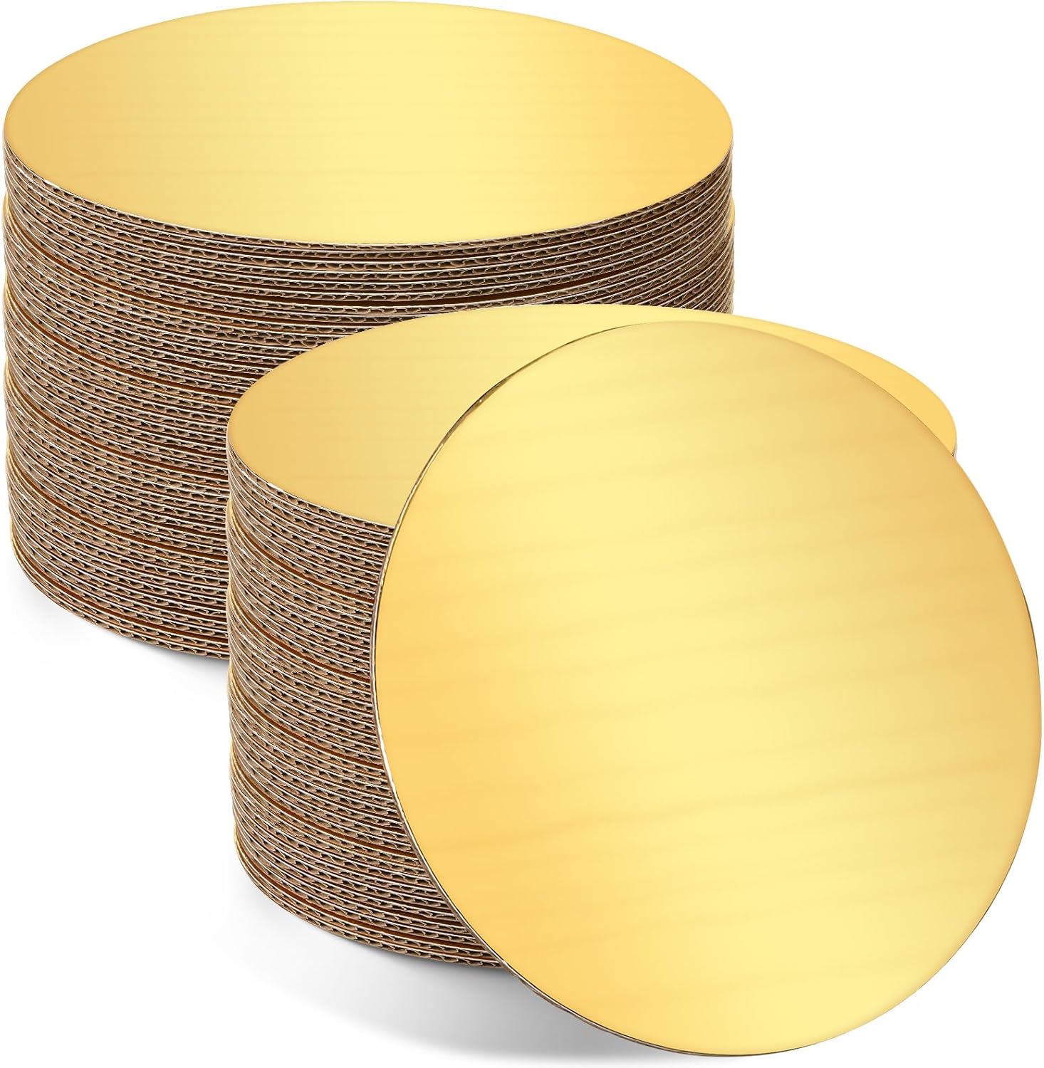 100 Pcs 10 Inches Round Cake Boards Gold Cardboard Pizza Circles Grease Proof Disposable Cardboard Circles Cake Base Stand Boards for Food Decorating Baking Party Supplies