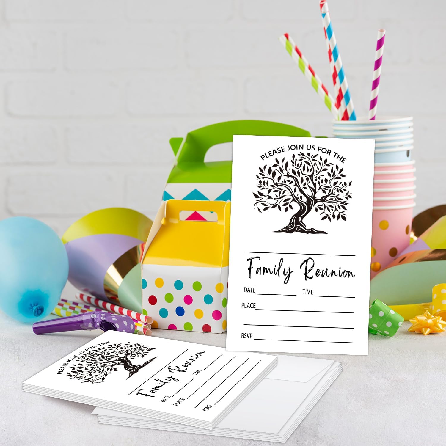 20 Family Reunion Invitations Family Picnic Invite Cards Family Reunion Decorations Back Yard Pool Party Invitation Blank Invitations with Envelopes Minimalism Fill-In Cards 4ﾗ6 Inch (DH372)