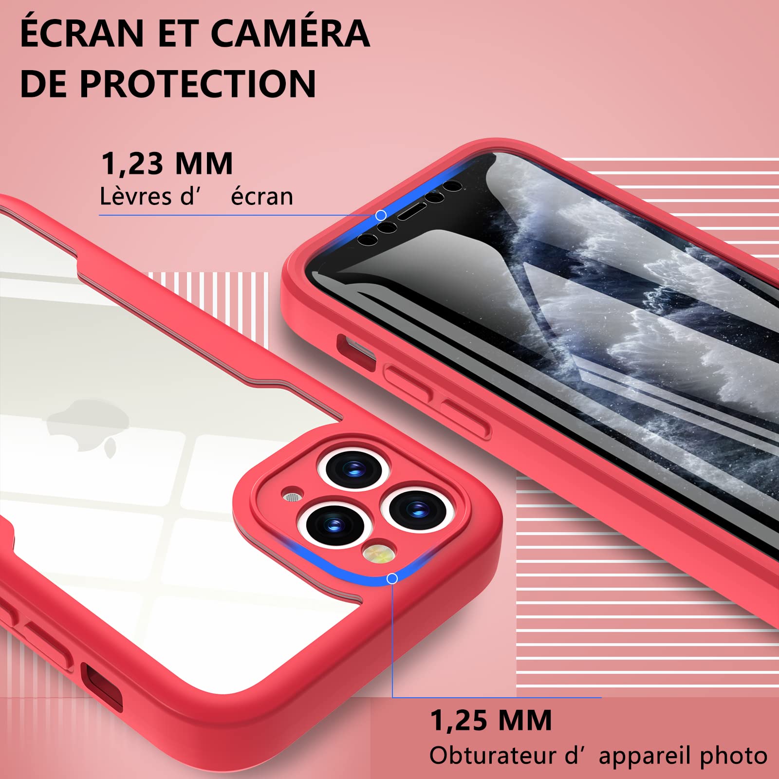 Custodia Ottpluscase Per IPhone 11 Pro, Protezione 360° Con Schermo Integrato, Antiurto, Colore Blu - 3