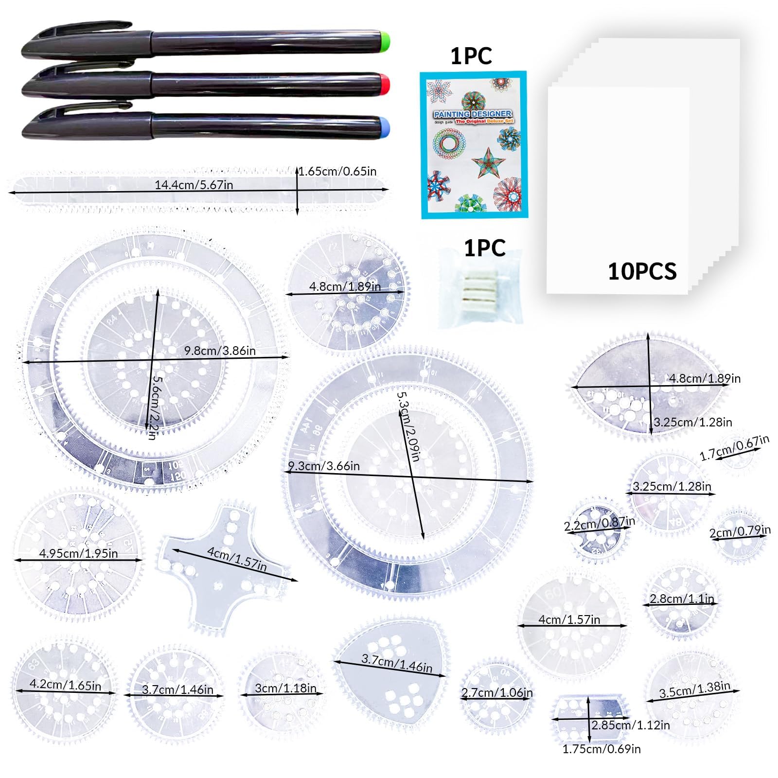 Wafuesh Deluxe Ensemble De Dessin Spirale 26 Pièces Pochoirs Créatifs Multifonctionnels