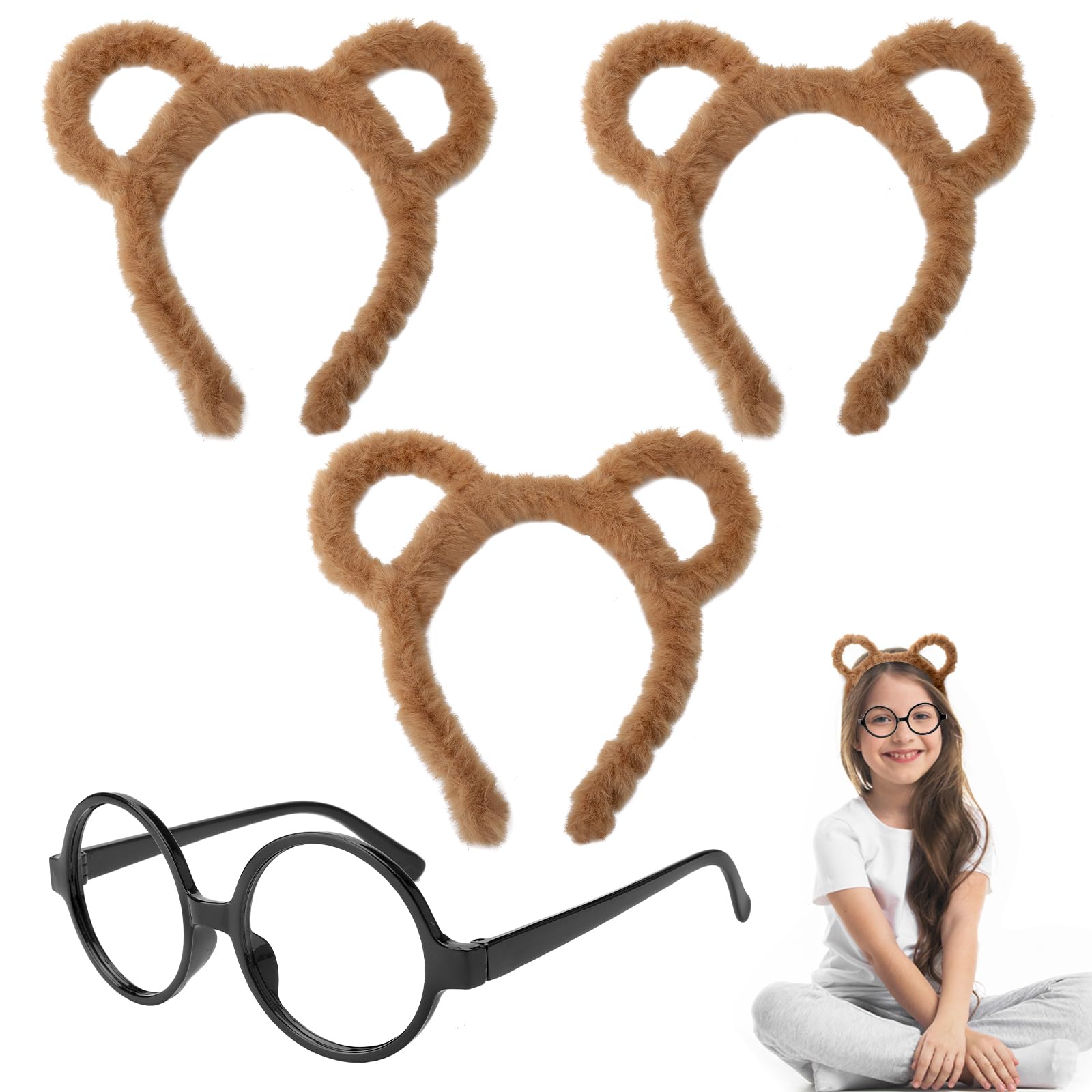 Fascia Per Capelli Con Orecchie Da Orso OSALADI - Morbido Peluche, Confezione Da 2 (Marrone E Nero) Per Bambini E Adulti - Ideale Per Halloween E Feste - 3