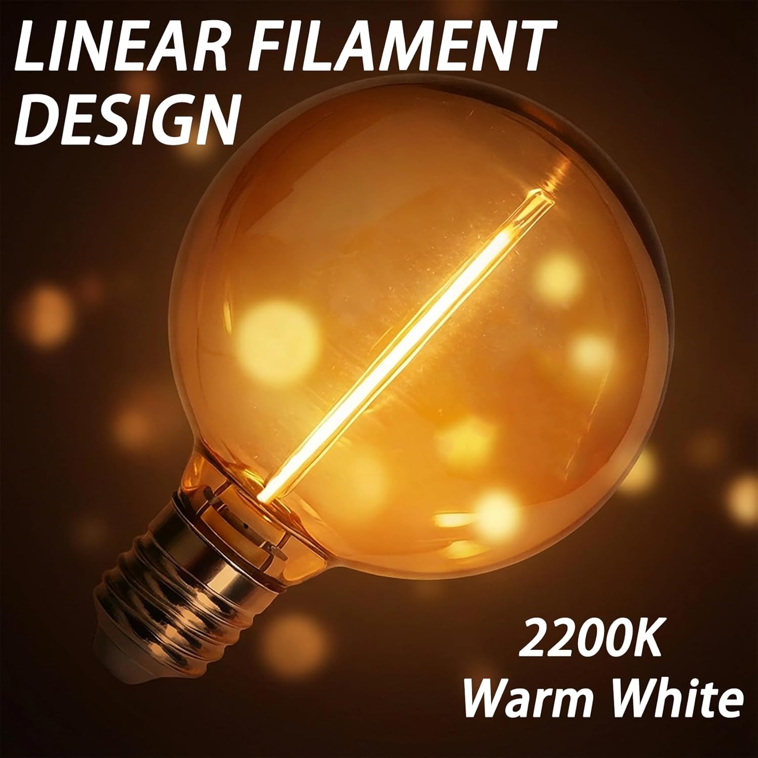 Dimmable Large Globe Light Bulbs, E26 Amber Glass Globe Bulb 2200K Warm White, G30/G95 40 Watt Decorative Oversized Edison Light Bulbs, 1 Pack (Globe)