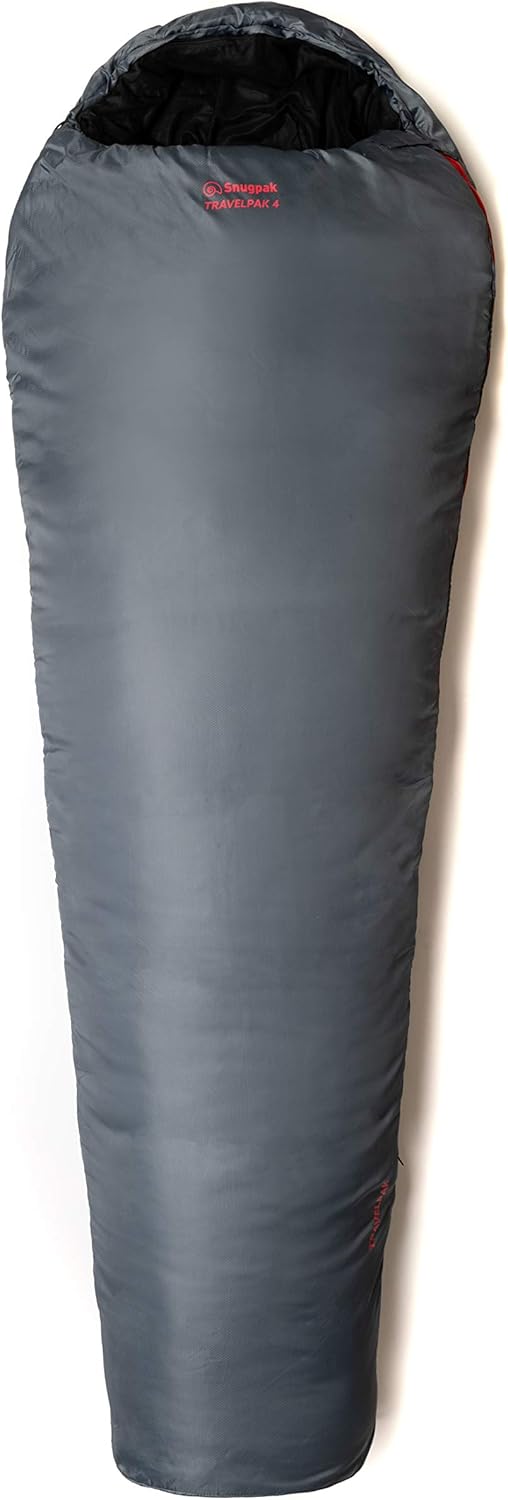 Snugpak Travelpak 4 Sleeping Bag with Mosquito Net, 19 Degree, Left Hand Zip, Pebble Gray