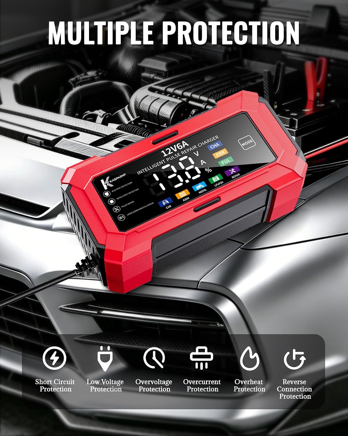 Car Battery Charger and Automatic Trickle Charger Battery Maintainer