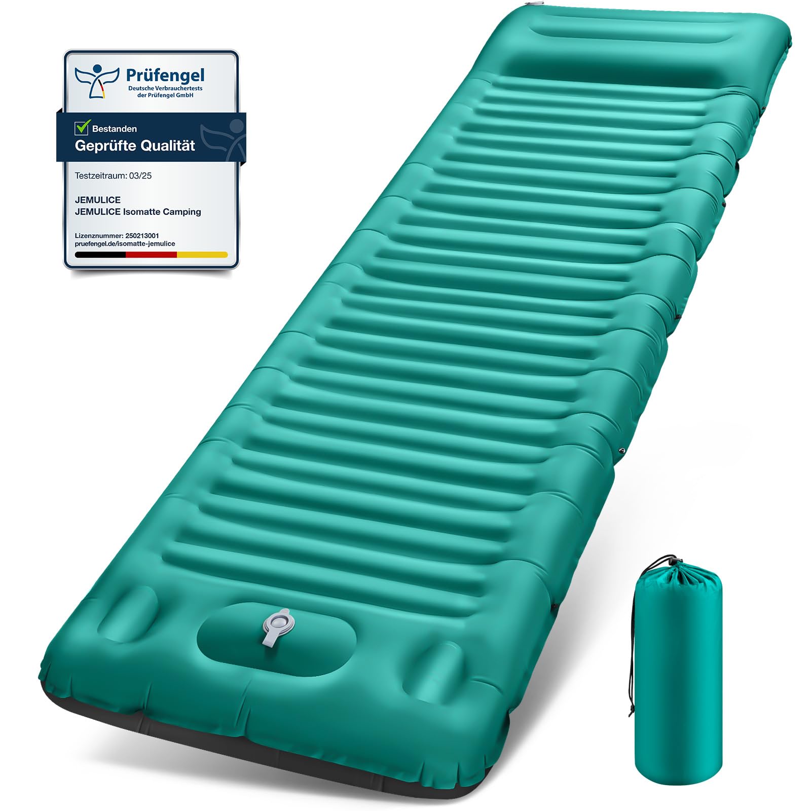 JEMULICE Isomatte Camping, 12CM Ultradicke Camping Luftmatratze mit Fußpumpe, Aufblasbare Matratze Kleines Packmaß, Ultraleichte Wasserdicht Outdoor Campingmatte Schlafmatte für Wandern, Zelt