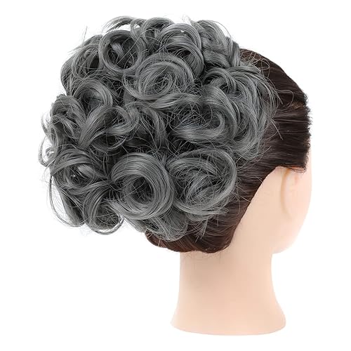 Miniatura 6 de Peines de pelo rizado para moño sintético con clip para cola de caballo con clip, bandeja para moños, extensiones de cola de caballo (#Dimgray)