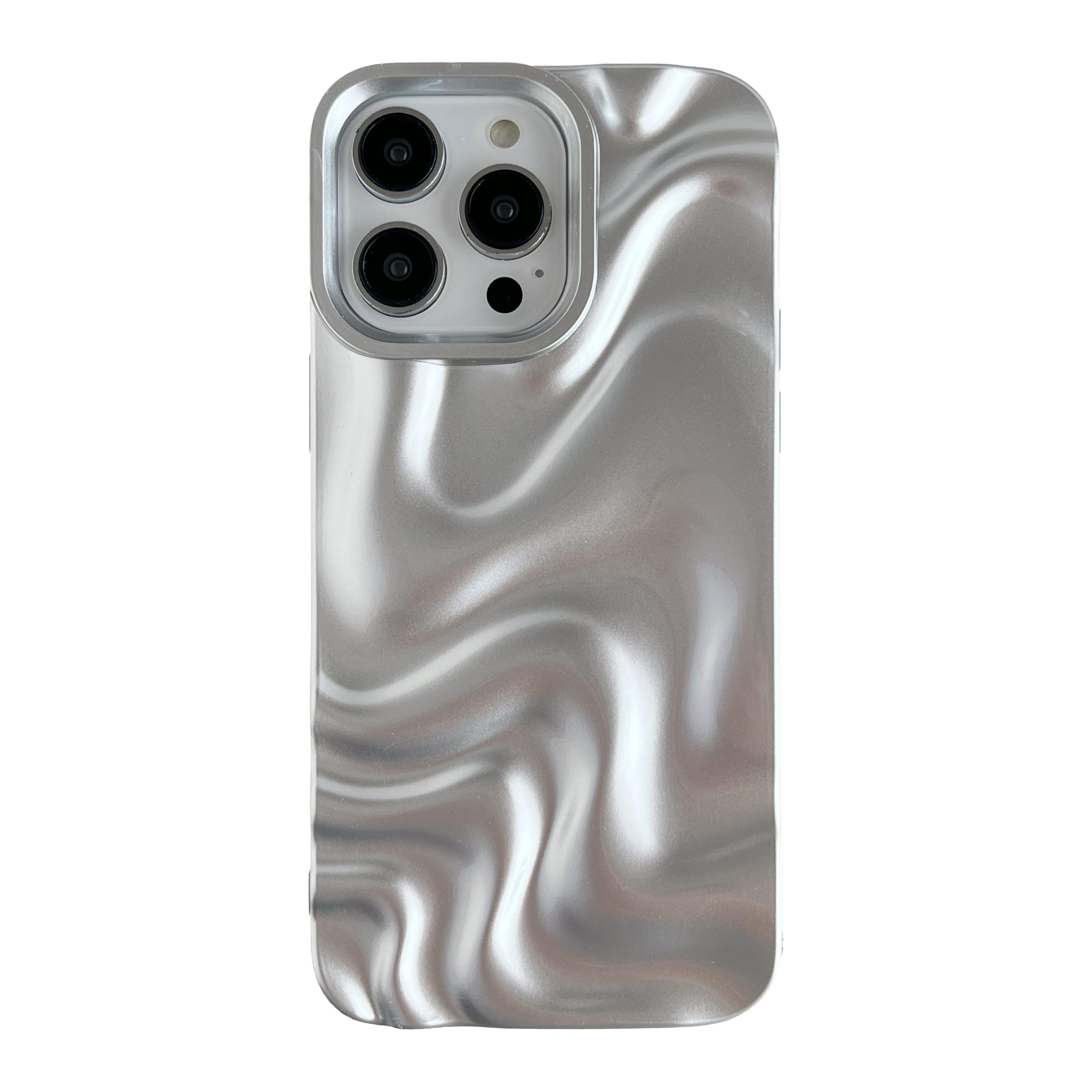 Coque iPhone 14 Pro Max vague d'eau argent clair antichoc silicone