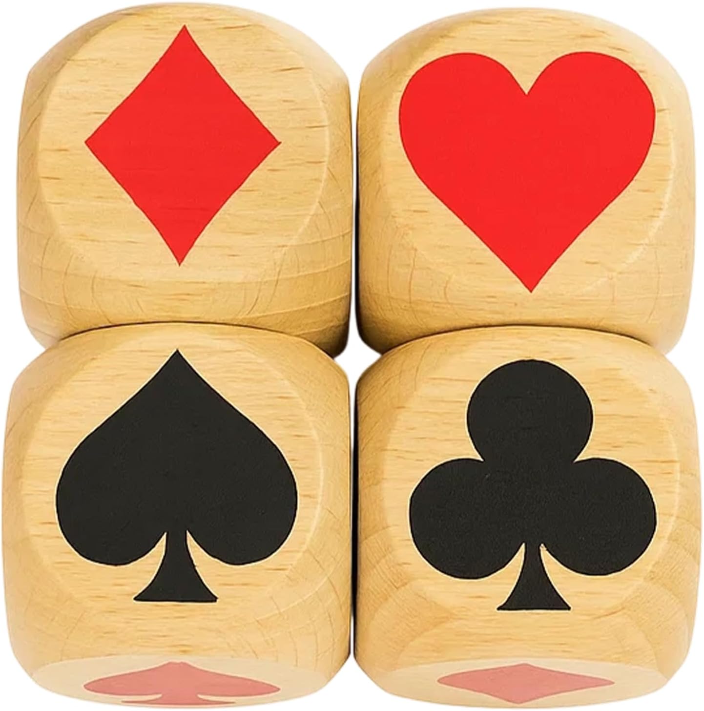 4 Pcs Wooden Dice for Euchre Cube Games, Wooden Dice, Euchre Cards Game Dice Set, 30mm Four-Sided Printed Dice