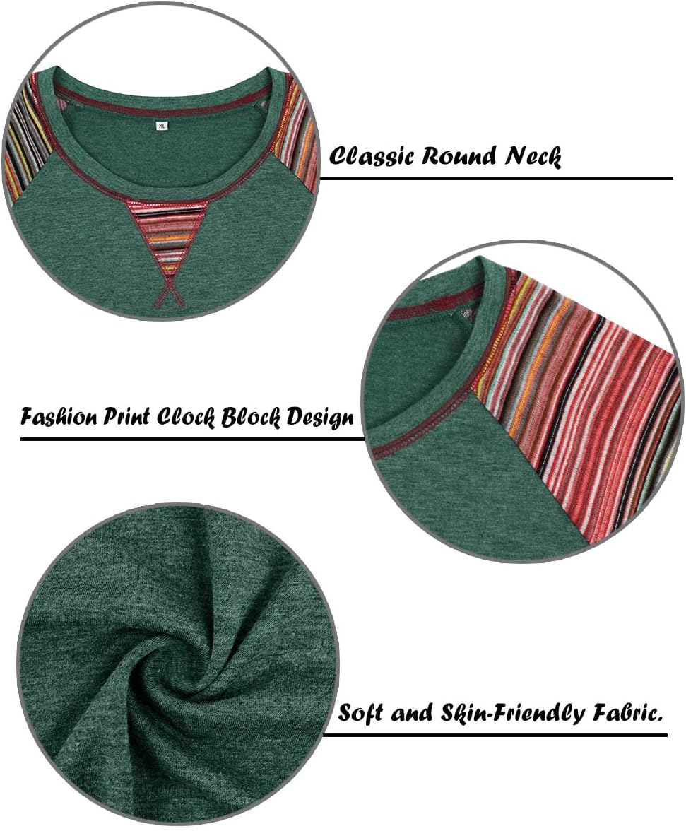 TIYOMI Plus Size T Shirt Tunic Tee Long Sleeved t Shirt Round Neck Raglan Color Block Tshirt Colorful Fall Autumn Winter Tee - Image 5