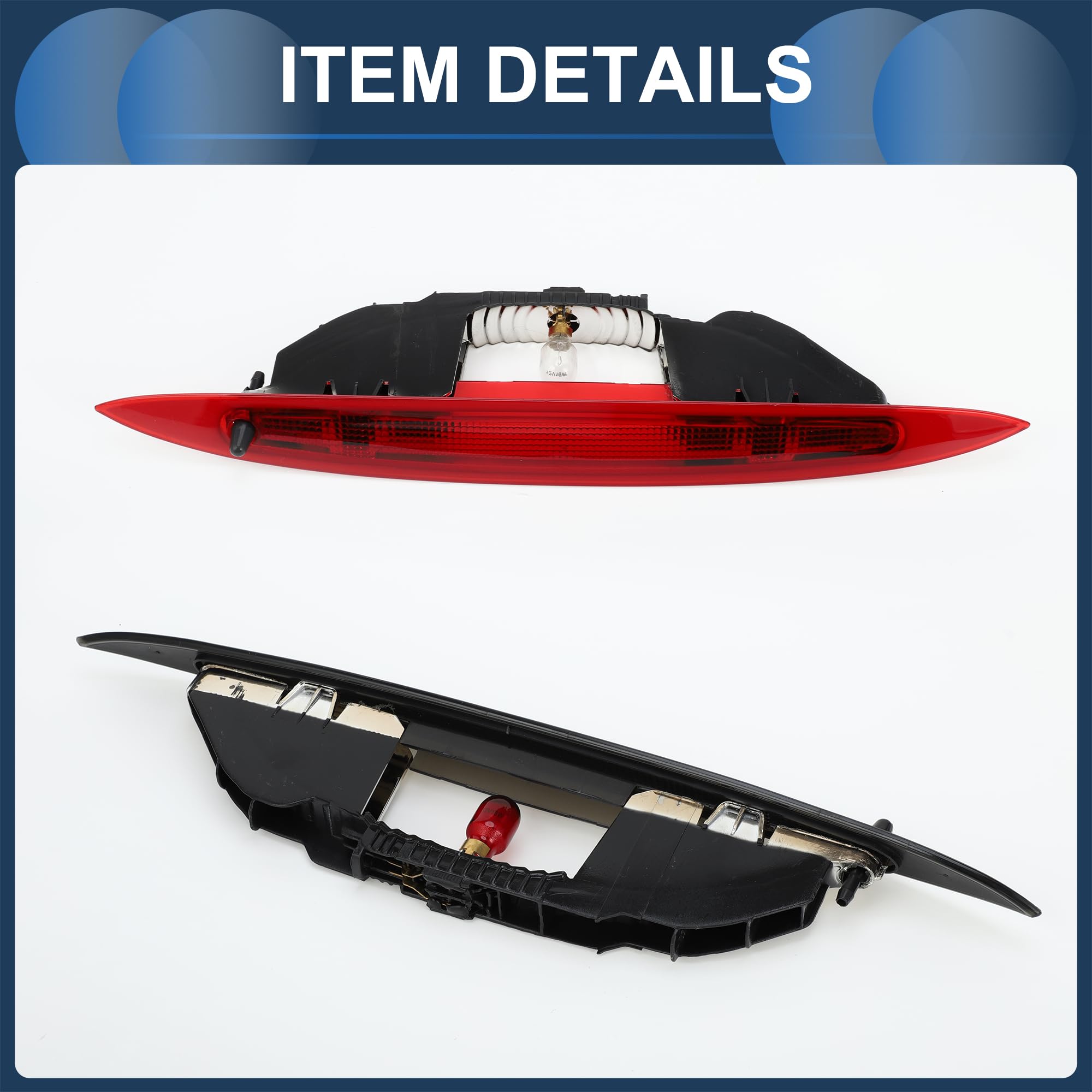 Feu Stop LED 3ème Central Pour Renault Modus 2004-2012 1pc | Couleur Rouge, Matériau ABS, Taille 35.5x3.7cm, 12V DC, IP67, 2 Broches, OE 8200219415