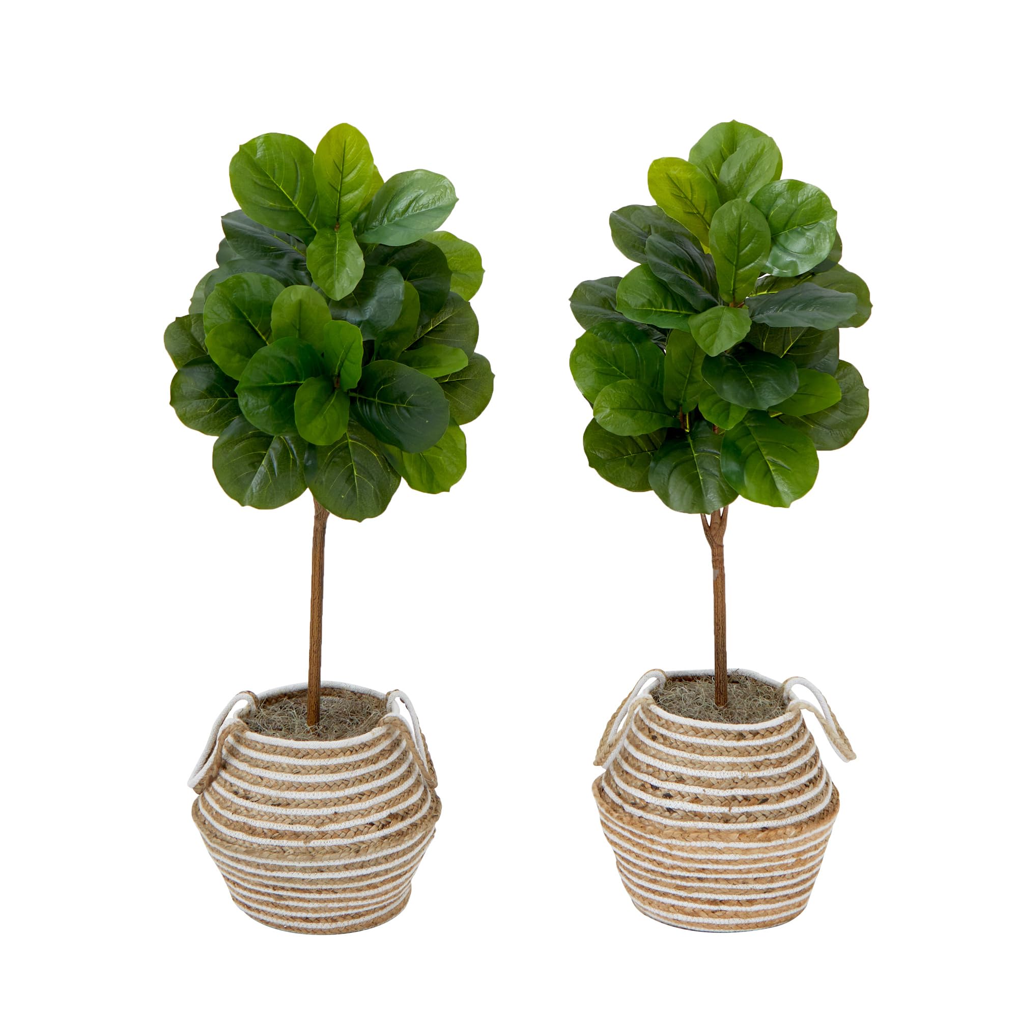Nearly Natural 3.5ft. Artificial Fiddle Leaf Fig Tree with Handmade Jute & Cotton Basket with Tassels DIY KIT (Set of 2)