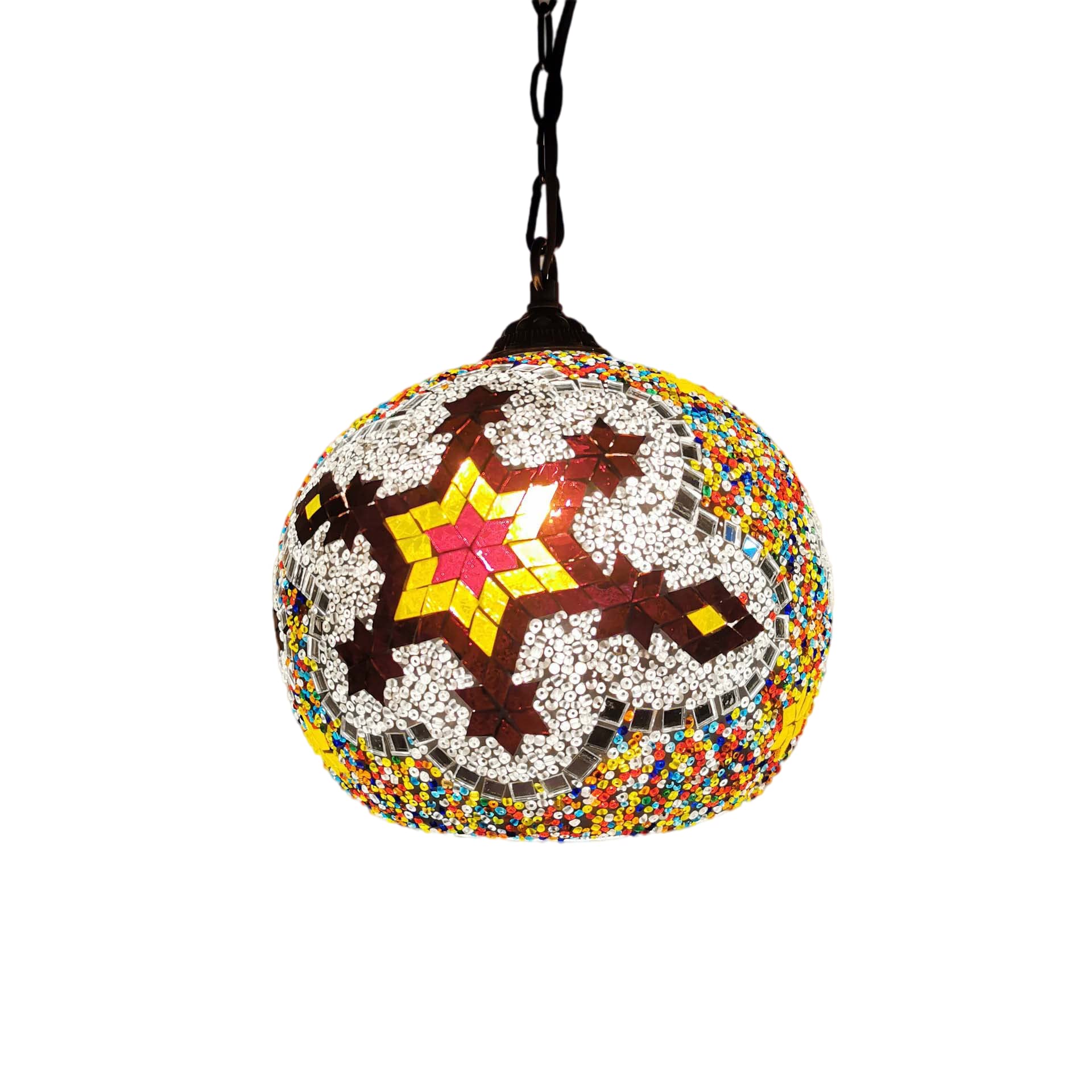 METTEOR Turkish Moroccan Mosaic Plug In Swag Pendant Lamp Light Fixture Plugged Tiffany Chandelier For Hallway Aisle Porch Stairway Closet,8 Comfort (11 A)