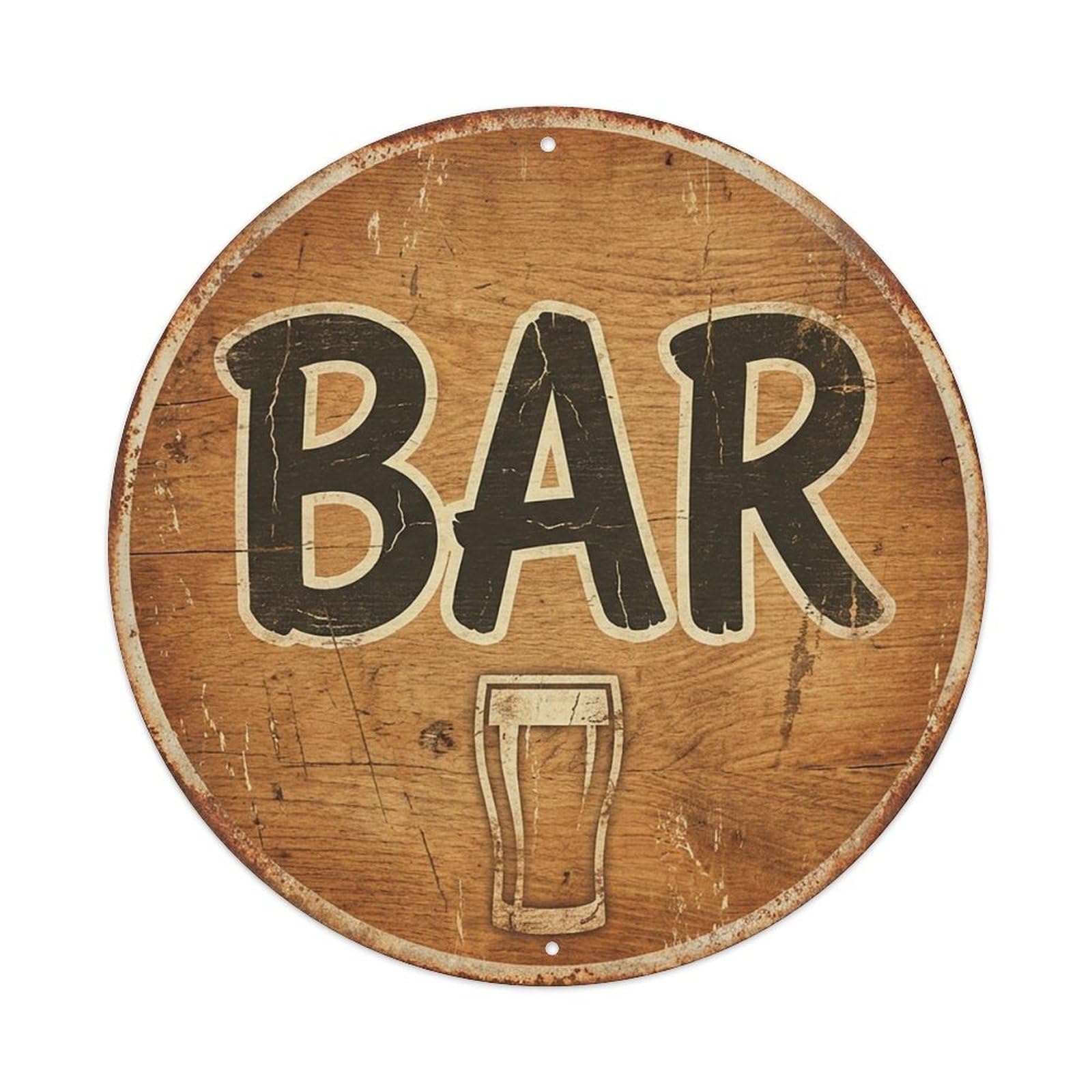 Vintage Beer BAR Hazelnut Wood Retro for Pub Vintage Metal Tin Sign Plaque Wall Decor for Cafe, Club Bar, Office, Garden Metal Poster 8x8Inch