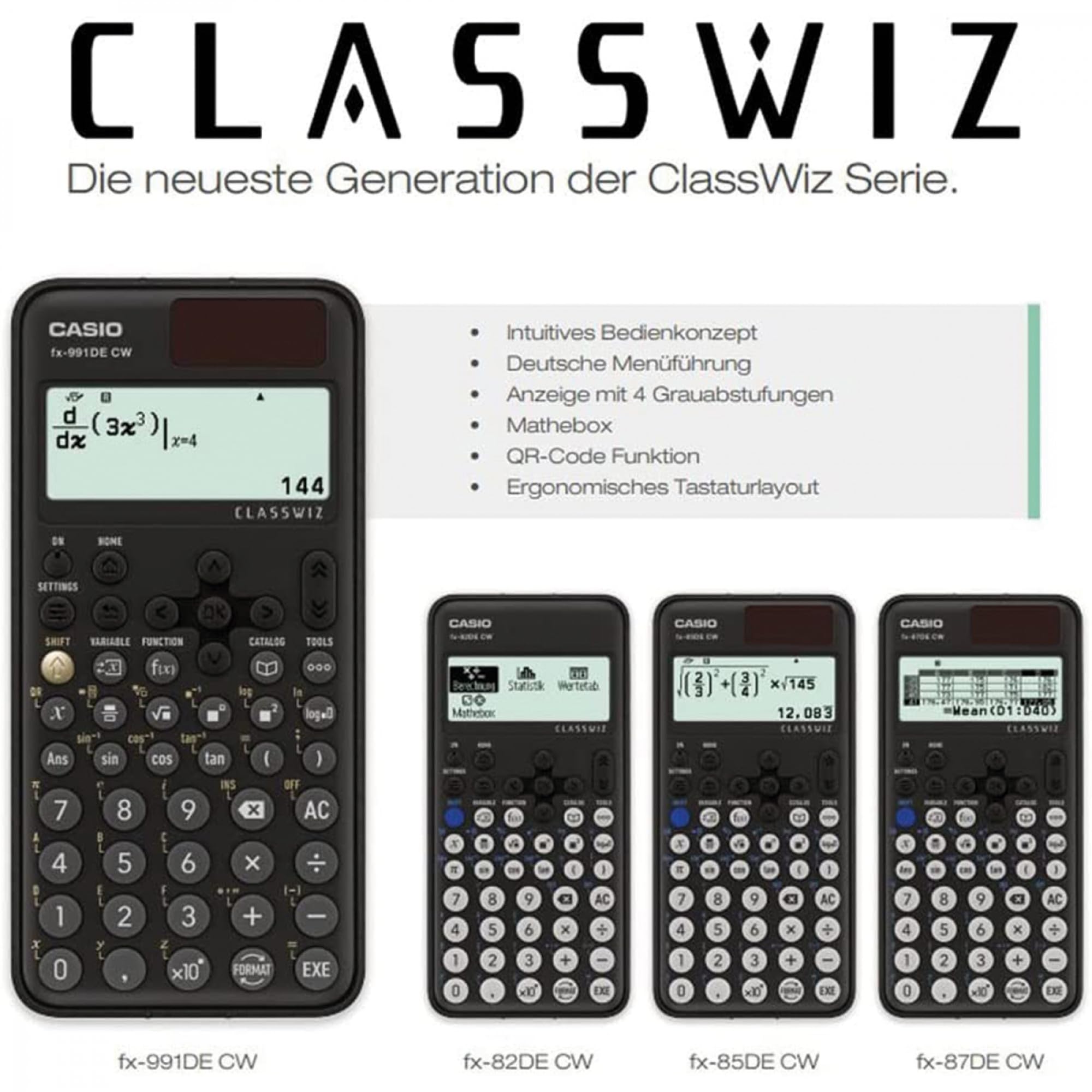 Casio FX-991DE CW ClassWiz Calculatrice Scientifique Technique, Menu en Allemand