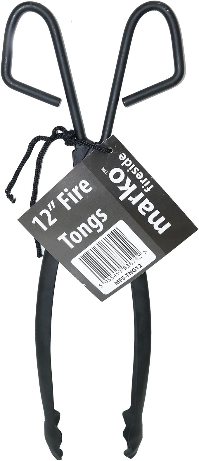 Marko 12" Fire Tongs Black Steel Metal Fireside Fireplace Coal Accessories