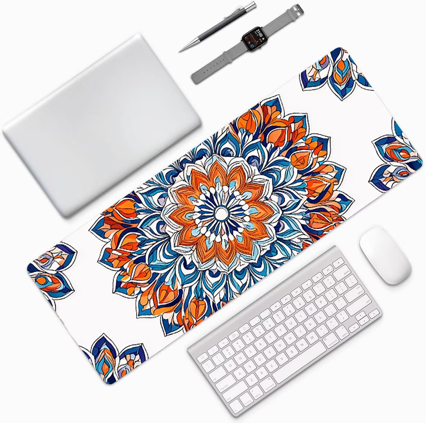Lpfieonn Böhmen Schreibtischunterlage XXL, Abaishi Schreibtischunterlagen Großes, Gaming Mousepad XXL mit ernähter Rand und Rutschfeste Gummibasis, Desk Mat für PC/Laptop/Mausa 120x60cm PF-1836