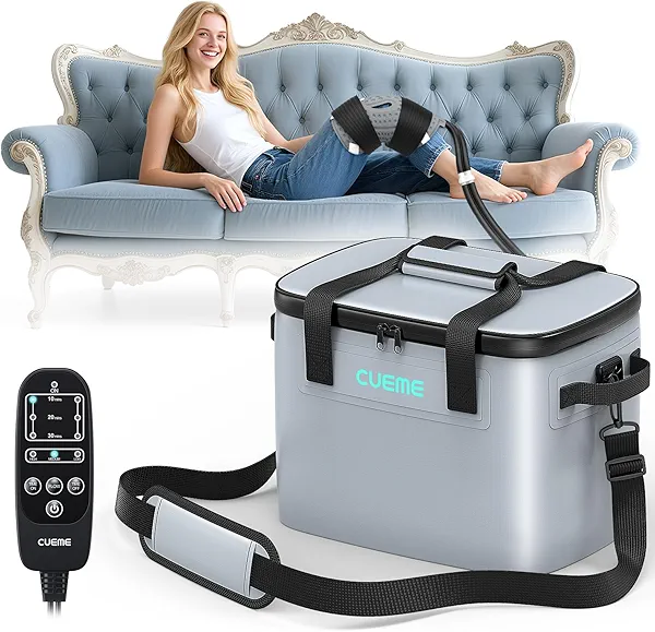 CUEME Cold Therapy Machine with Programmable Timer, Ice Machine for Knee After Surgery, Knee Replacement Recovery System, Cryotherapy Pain Relief, w/Compression Pad for Shoulder, Hip, Ankle and Foot