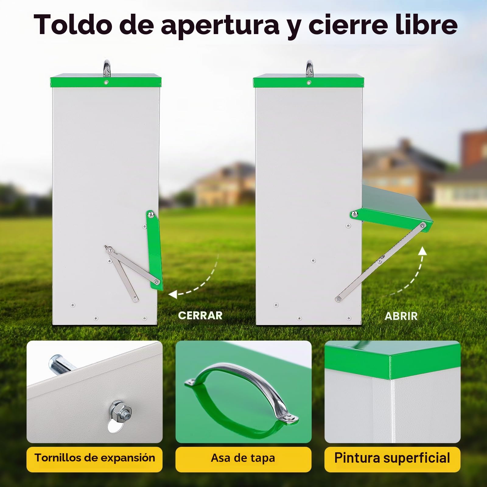 Comedero para Pollos, Alimentador Automático para Aves de Corral, 11KG Comida para Patos con Tapa Comedero para Aves de Corral a Prueba de Lluvia Apto para Pollos Patos Pavos