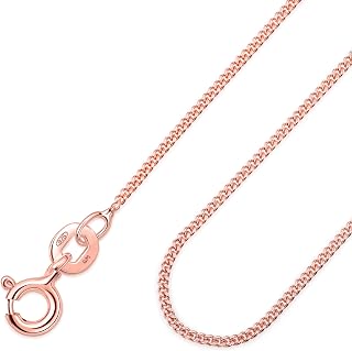 [Amberta] 14Kローズゴールドメッキ 925スターリングシルバー 1.05mmカーブチェーンネックレス 長さ36 40 45 50 55 60 70 cm