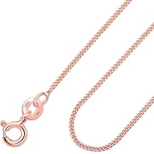 Amberta 14K Rose Gold Plated on 925 Sterling Silver 1.05 mm Curb Chain Necklace 14" 16" 18" 20" 22" 24" 28" in