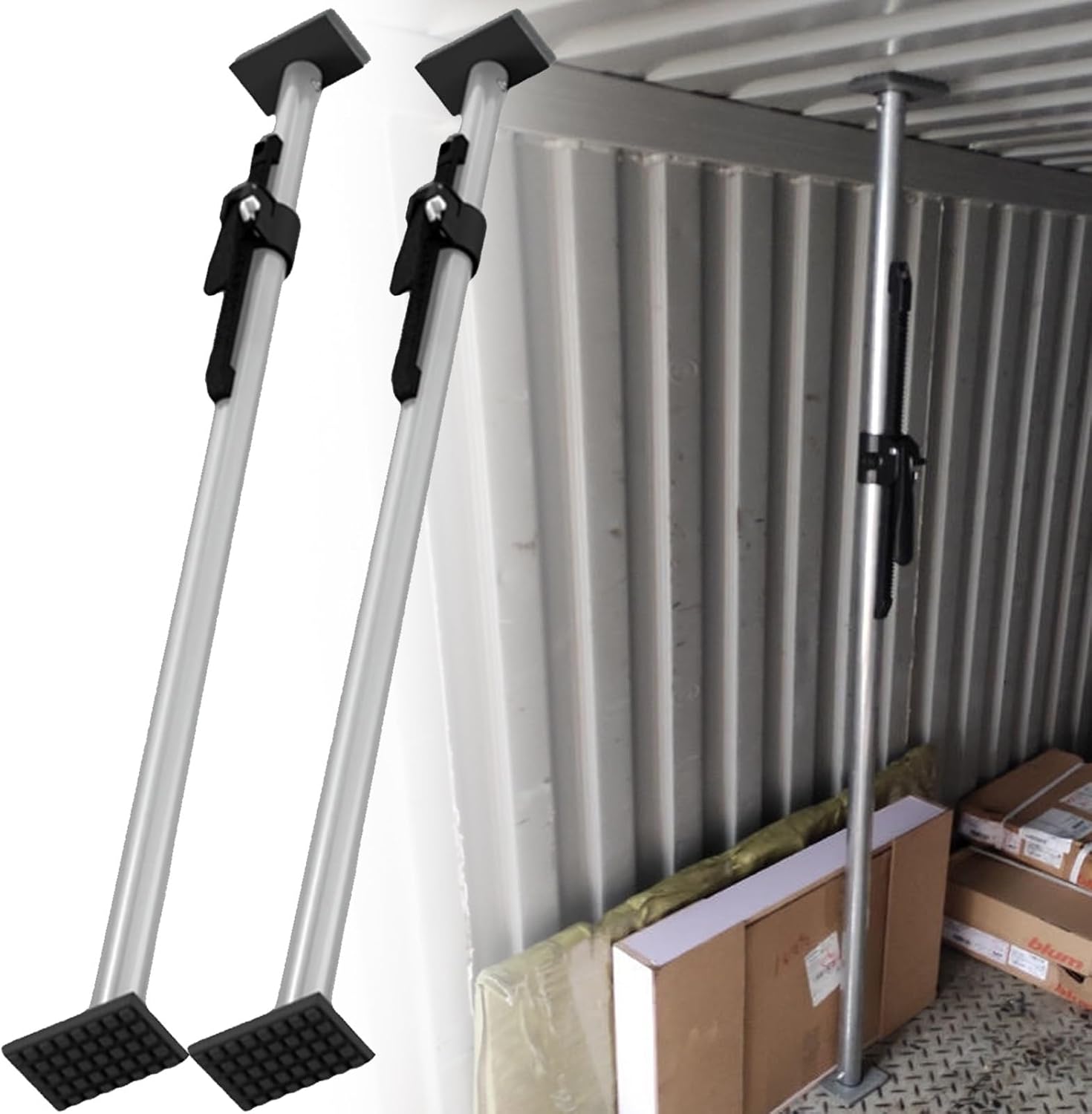Adjustable Ratcheting Cargo Bar Heavy-Duty - 2pcs, 60 to 109Inches Silver Truck Load Bar Stop Sliding for Pickup Truck Bed, SUV, Minitruck, Cargo Stabilizer Bar(72-87 in/183-221 cm)