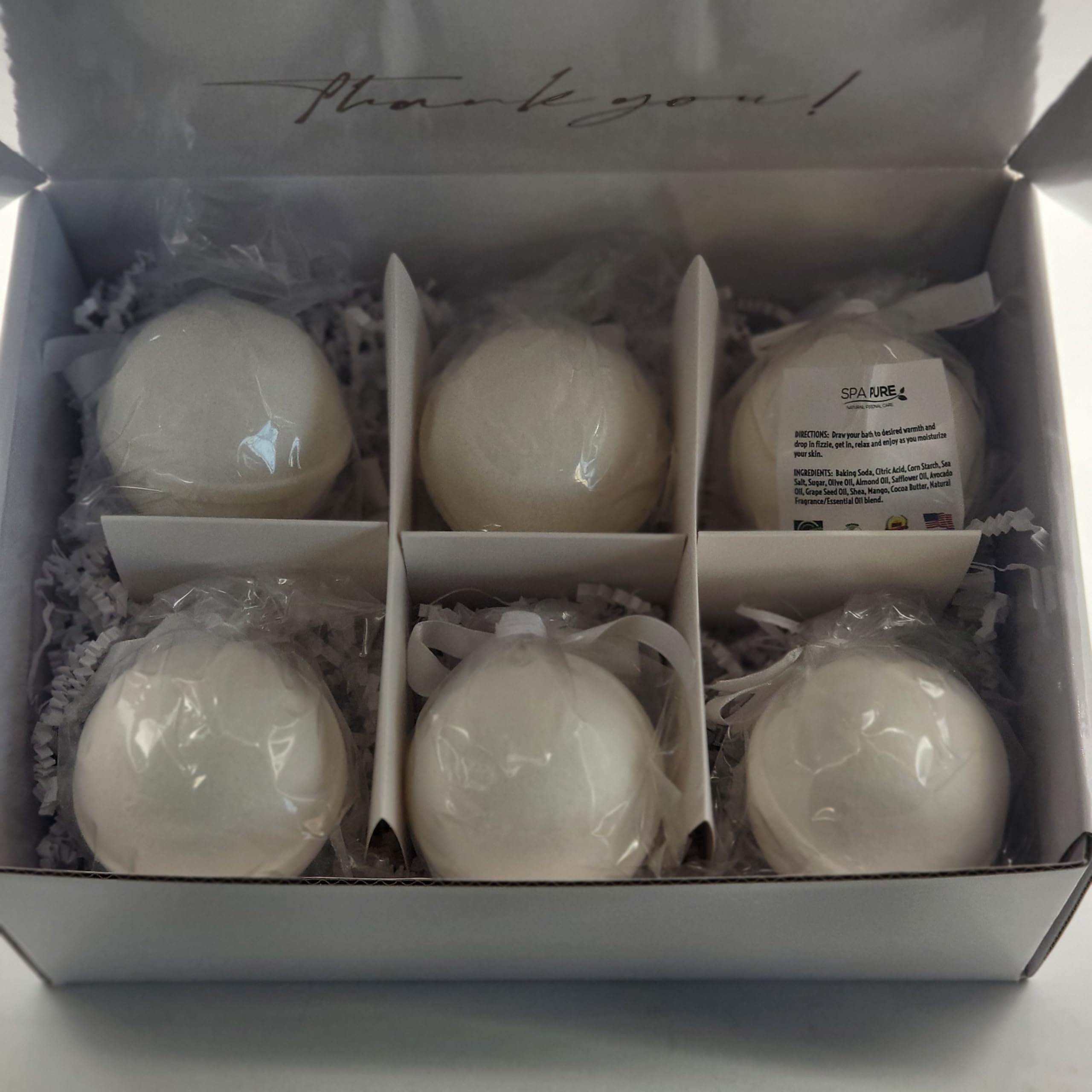 6 Luxury Bath Bomb Fizzies for Men and Women, XL 5 oz, US Made with Shea Butter, Vegan, Organic, Relaxing, Ultra Moisturizing, Great for Dry Skin, Giftable Box (Coconut Vanilla)