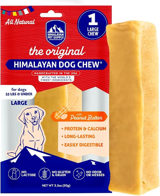Petisco mastigável de queijo de iaque com pasta de amendoim para cães Himalayan Dog Chew – Grande, 93 g