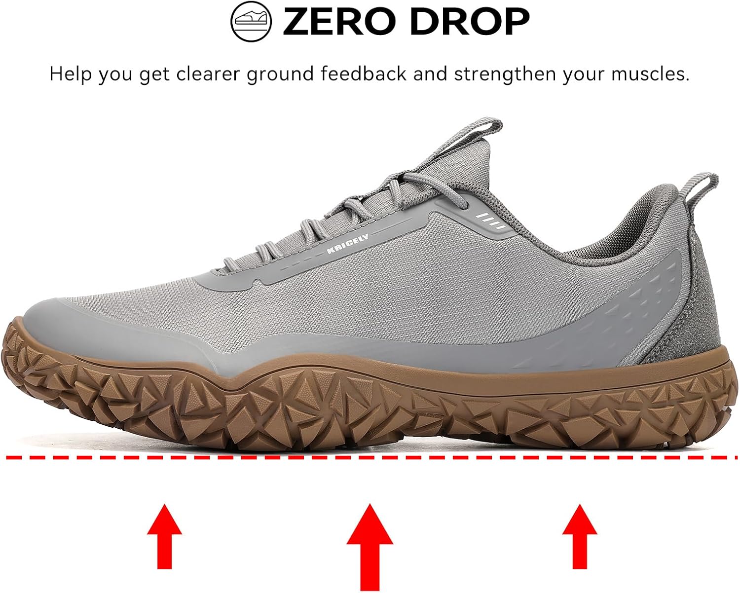 Kricely Barefoot Trail Running Shoes Men Comfortable Walking Sneakers Zero Drop Minimalist Gym Workout Shoes for Weightlifting Cross Training Crossfit Hiking