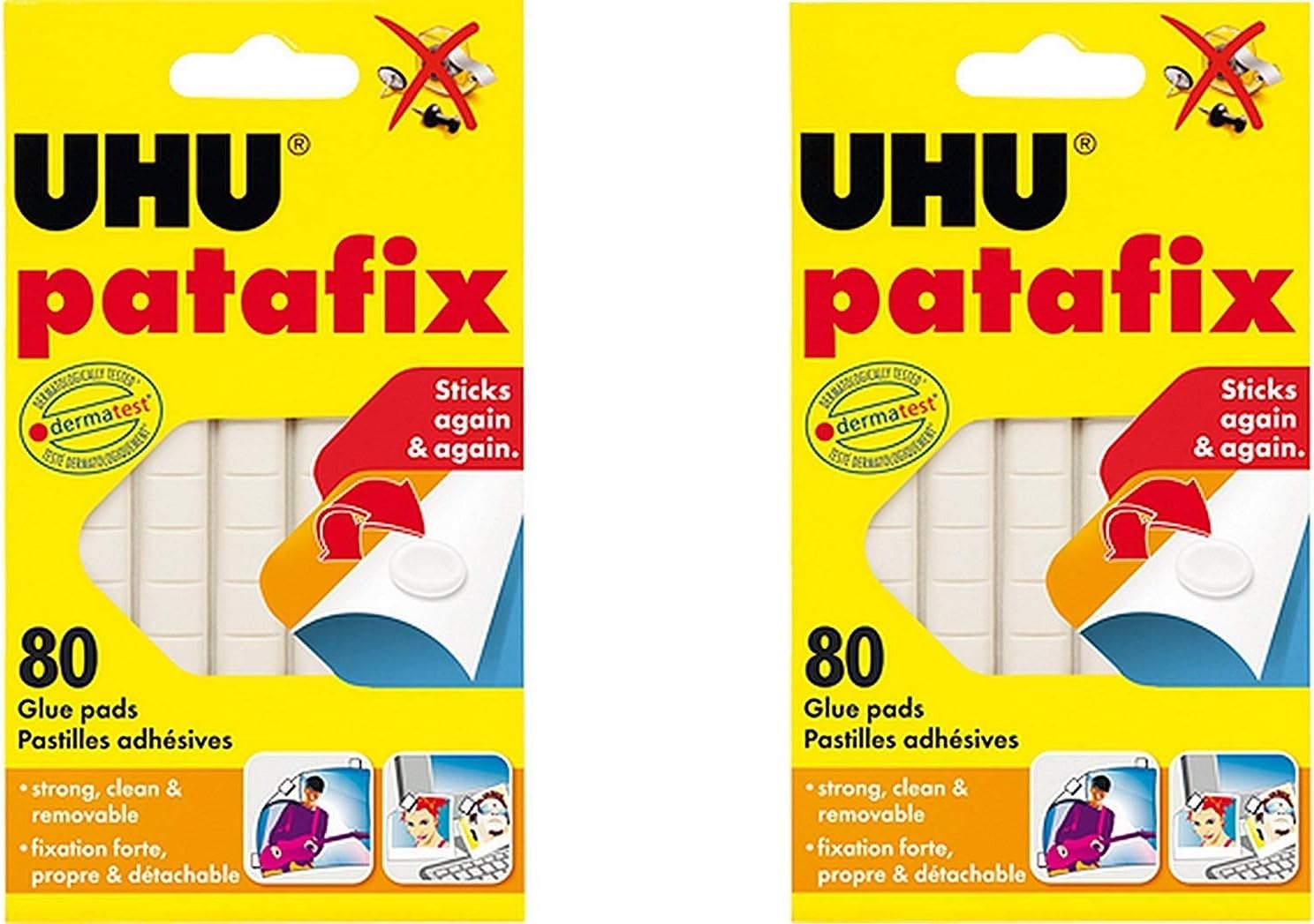 Patafix Glue Pad Removable Reusable White 80 Pads (2xPack)