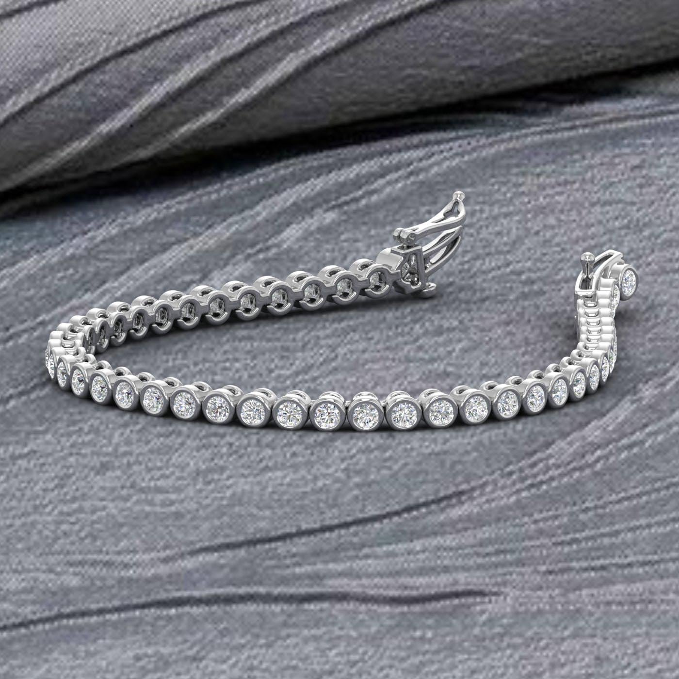 2.8 to 3.16 Carat Bezel Set Diamond Tennis Bracelet for Women in 10K Gold (7 Inch to 8 Inch)