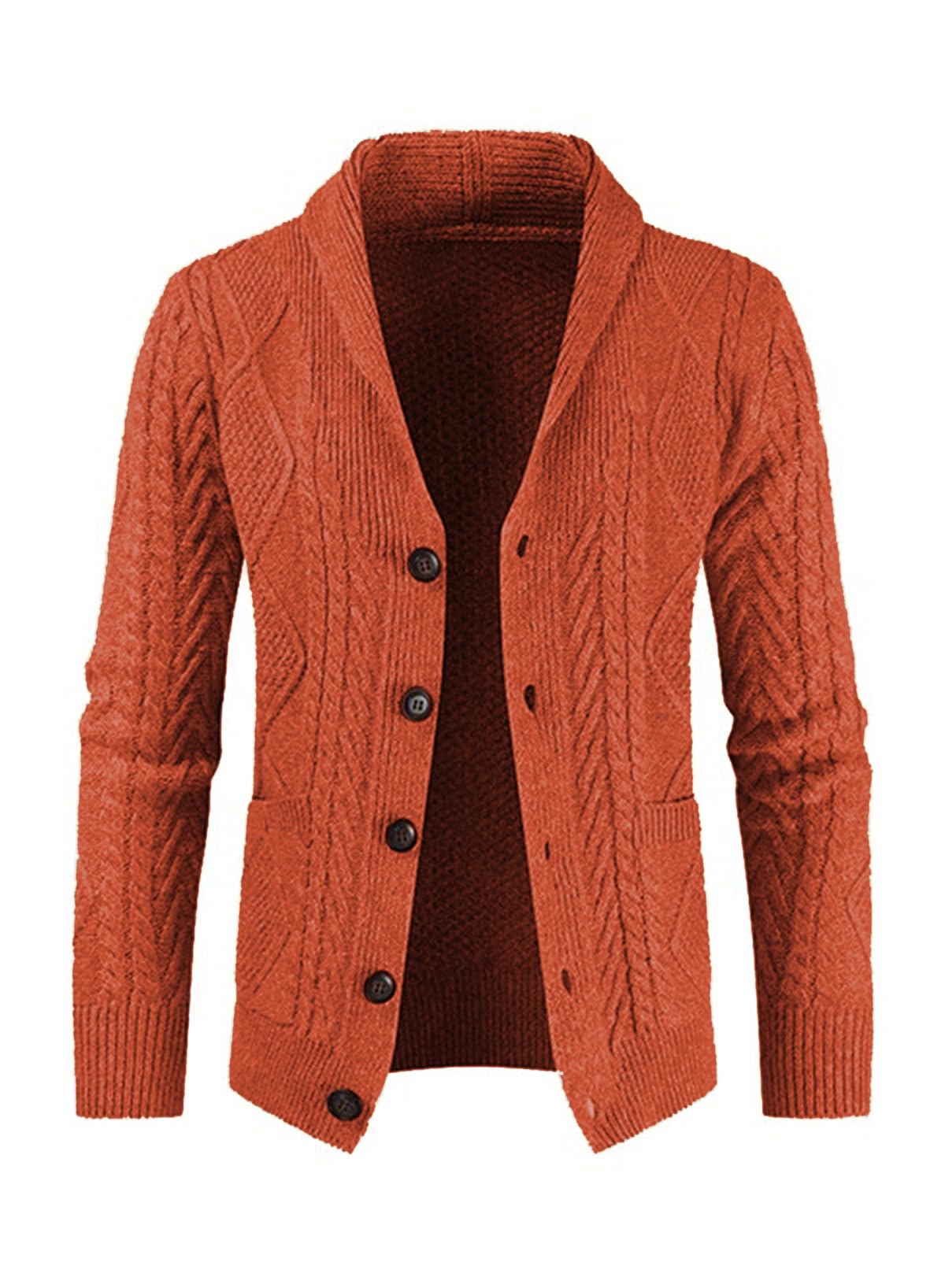 jmierr Men's Casual Wool Blend Cardigan Sweaters Long Sleeve Shawl Collar Buttons Down Cable Knit Sweater-picture-12