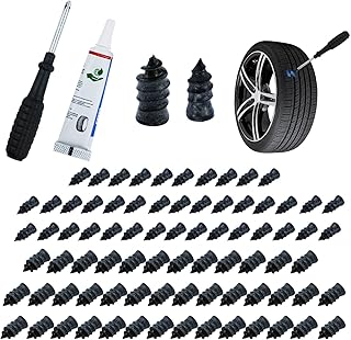 AACGIN 80 Pcs Tire Repair Rubber Nail, Tire Repair Nail Tire Repair Rubber Screws Fast Tool Self-Service Tire Repair Nail Vacuum Suitable for Car Motorcycle Jeep Tire Puncture Repair