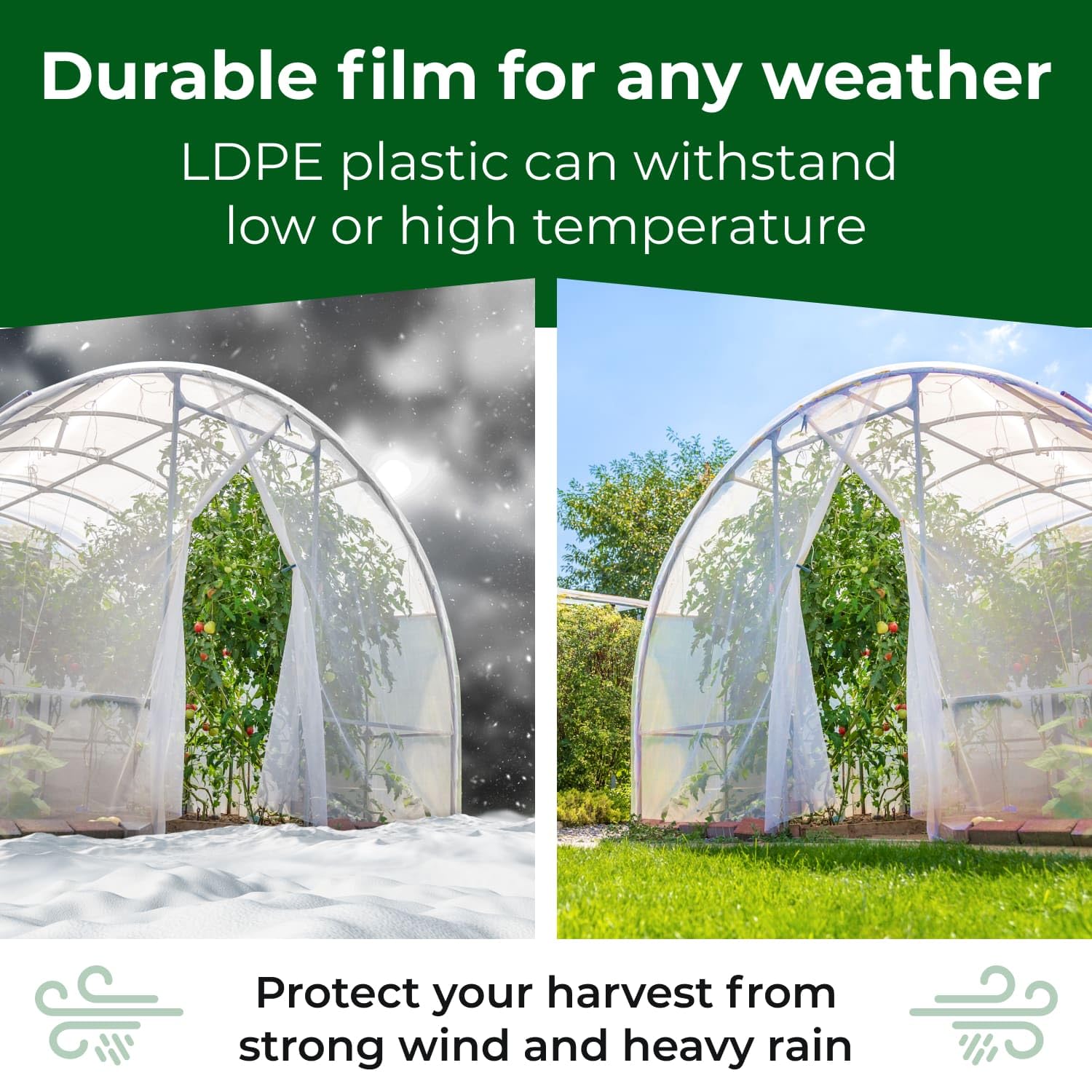 IDL Packaging Clear 6 mil Greenhouse Plastic Sheeting, 10' X 100' (1000 sq. ft.) LDPE Film Roll - Heavy-Duty Thick Polyethylene for Farm, Garden, Backyard, Agricultural, Plant Winter Covering