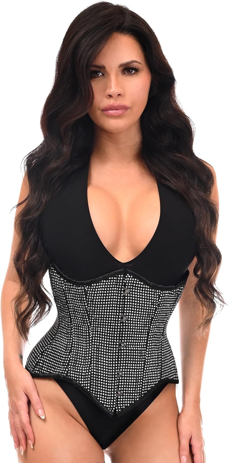 Daisy corsets Women's Daisy Corsets Top Drawer Rhinestone Double Steel Boned Underbust Waist Cincher Corset