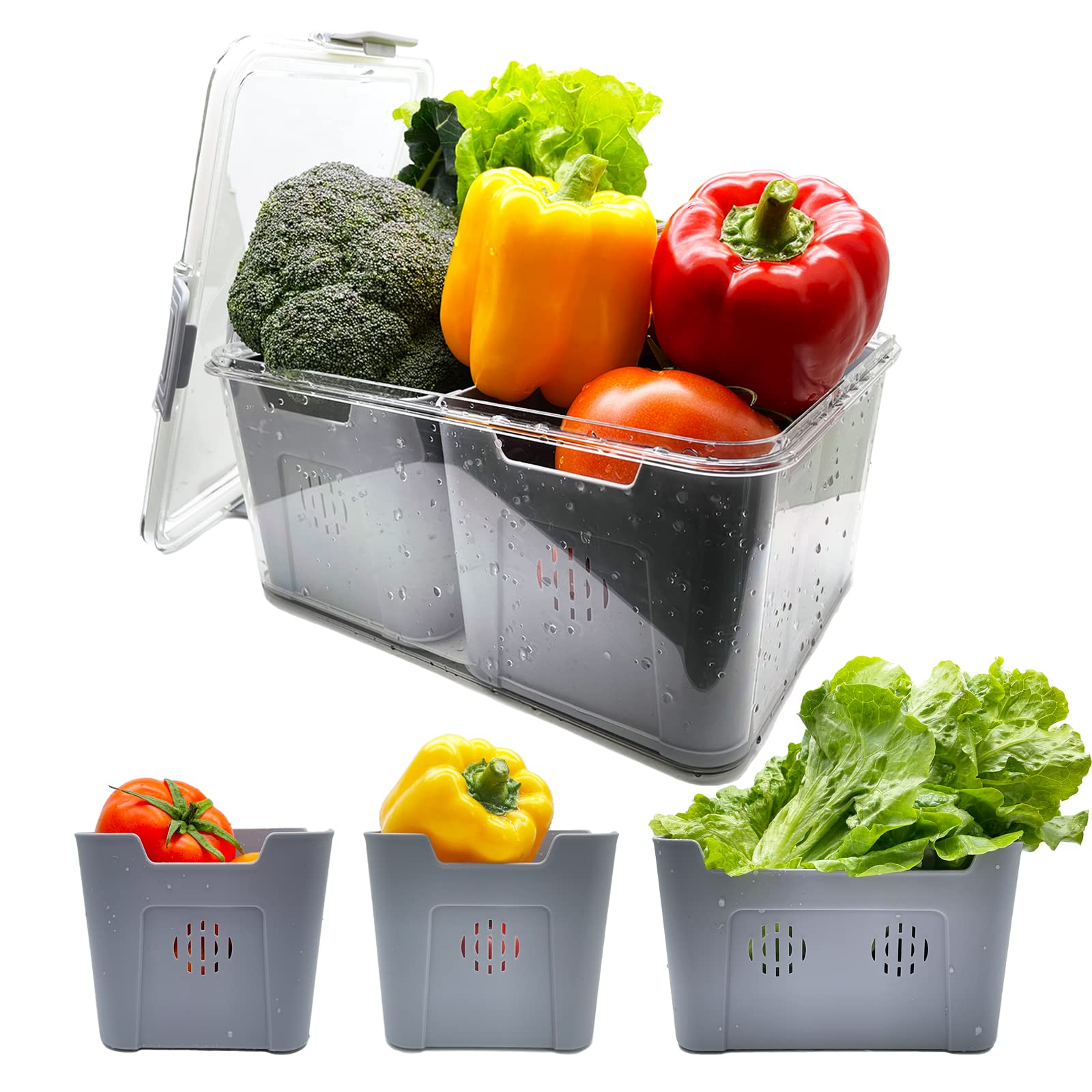 TeTeBak Produce Saver Containers for Refrigerator