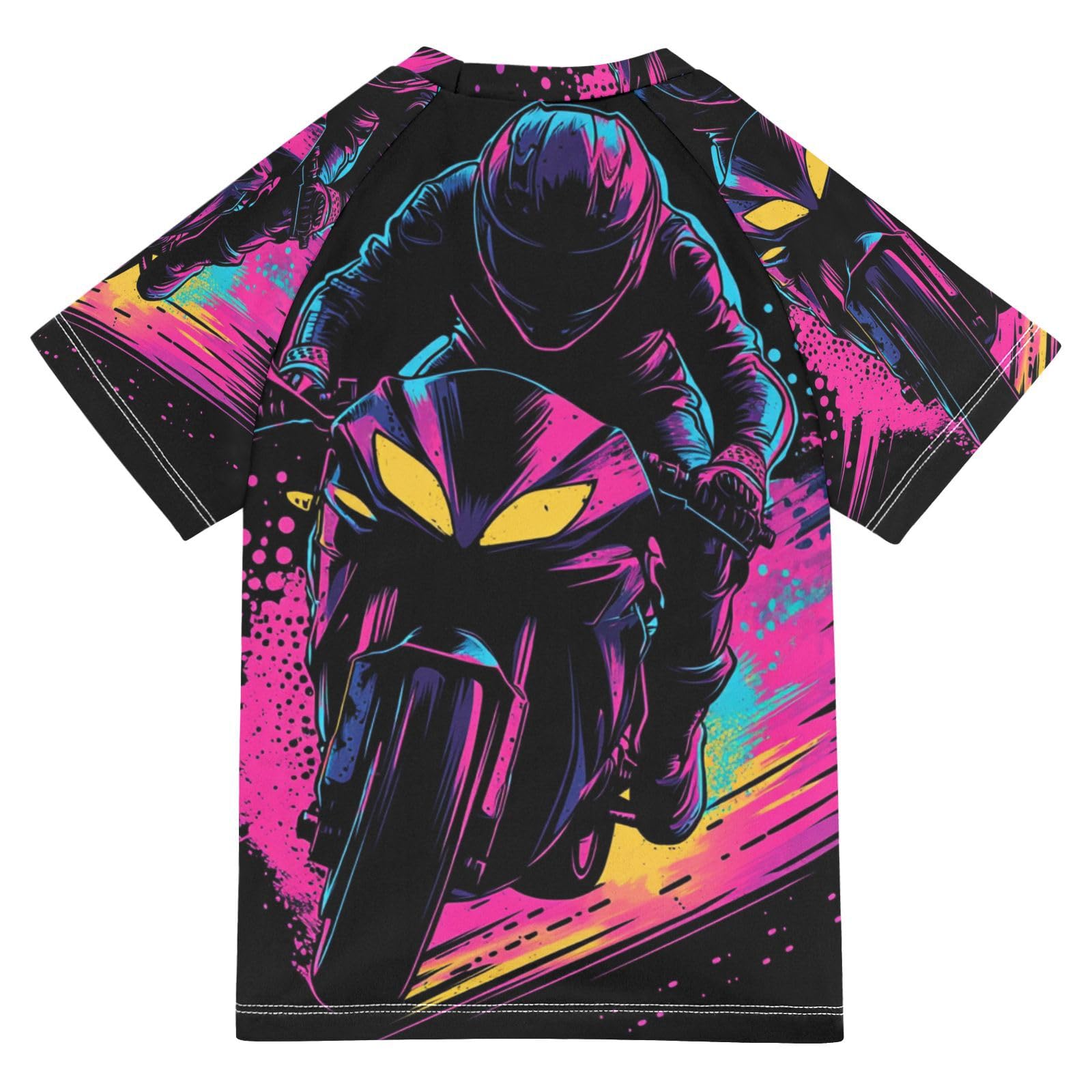 Jucciaco Boys Swing Shirts Motocross Speed Doodle Rashguard Short Sleeve Kids T-Shirts Sun UPF 50+ Multicoloured
